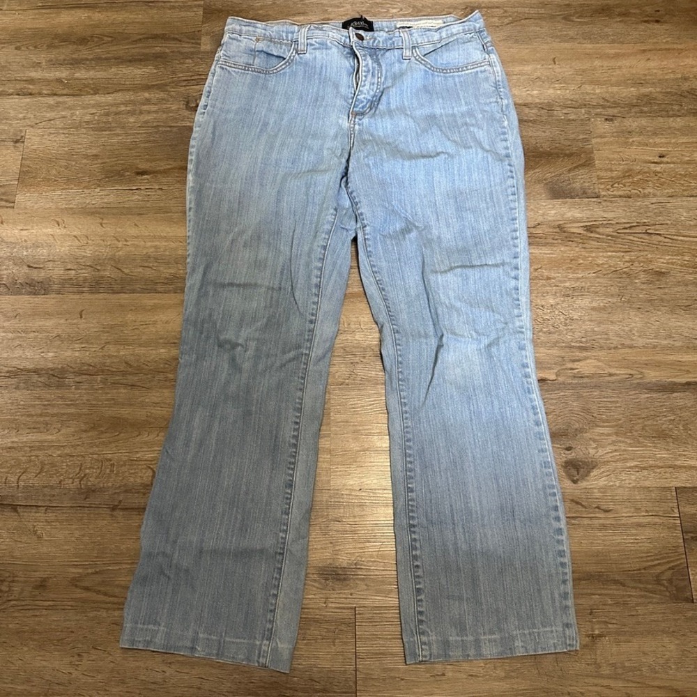 NYDJ Womens Light Wash Straight Leg Stretch Denim Jeans Style 731L Size 12